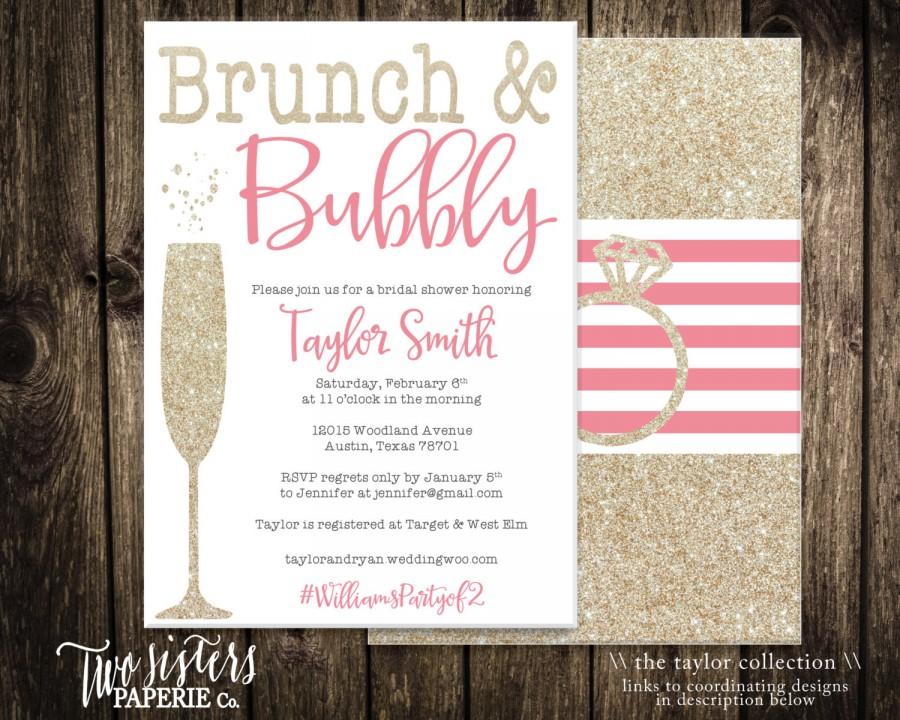 زفاف - Brunch and Bubbly Bridal Shower Invitation - Printable File