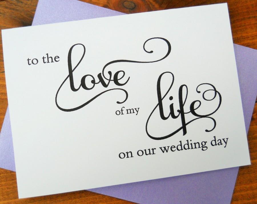 Свадьба - TO the LOVE of my LIFE Card, To My Bride Card, To My Groom Card, Shimmer Envelope, Wedding Note Card, Wedding Stationery