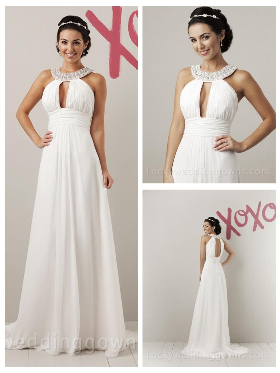 Свадьба - Summer A-line Halter Wedding Dress with Beaded Grecian Collar