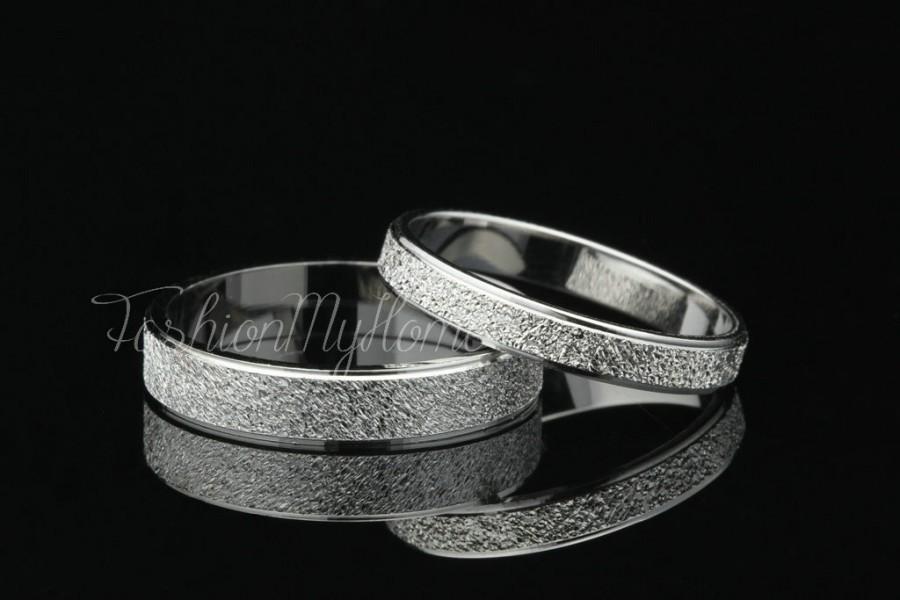 زفاف - 2pcs Couples Rings Set Solid Sterling Silver  Ring Frosted Ring Custom Engraving Wedding Ring Set His And Her Promise Rings Valentine's Gift