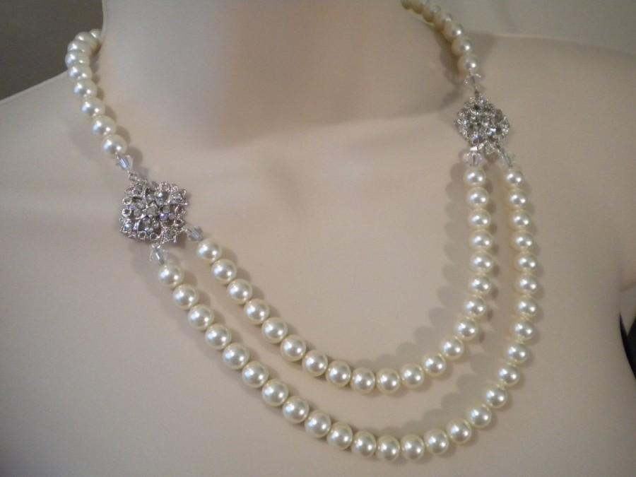 Mariage - McKayla Bridal Pearl Necklace, Vintage Style Bridal Necklace, Bridesmaid Jewelry
