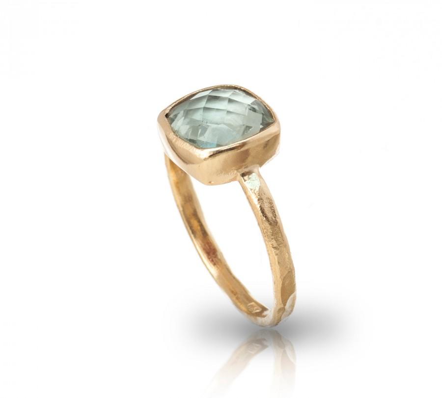 زفاف - Blue Topaz Ring  - December Birthstone Ring - Bezel Set Ring - Gemstone Collection