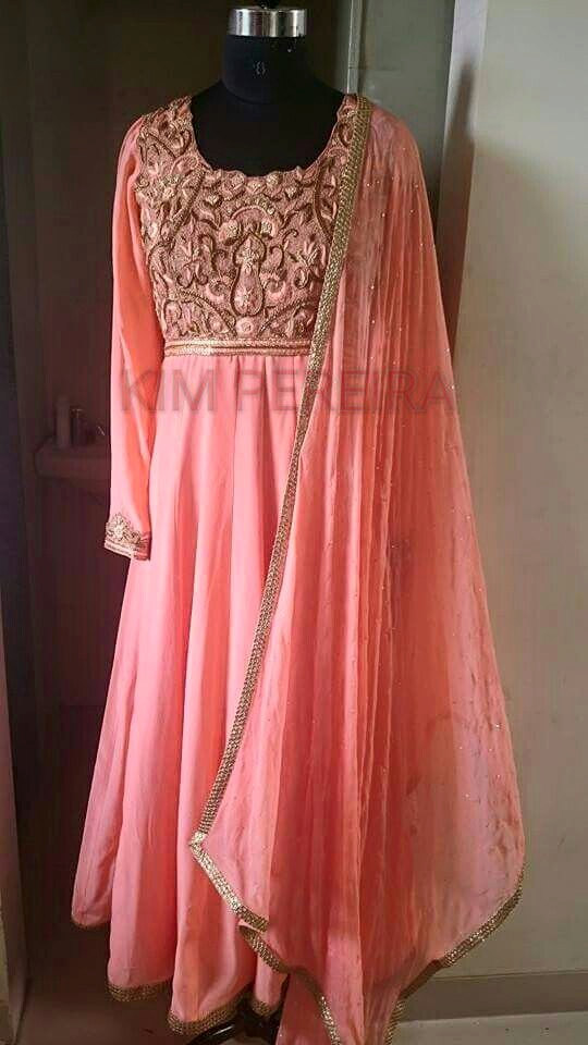 زفاف - Peachy Peachy Anarkali Fusion Gown / Dress