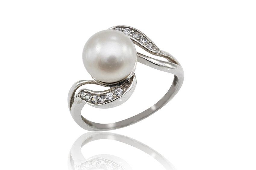 زفاف - Pearl Engagement Ring, Pearl and Diamonds Ring, 14K Pearl Ring, Wedding & Engagement, Gifts for Her, Bridal Ring, Free Shipping