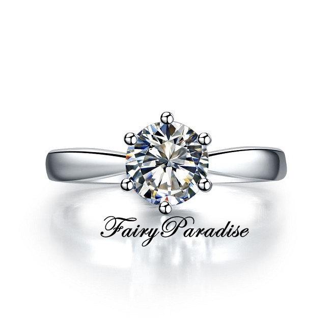 زفاف - 2 Ct Round Cut lab made Diamond Classic solitaire Engagement Wedding Ring with gift box - made to order