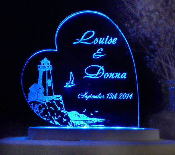 Свадьба - Lighthouse - Nautical  Wedding Cake Topper -  Acrylic -Personalized - Light Option