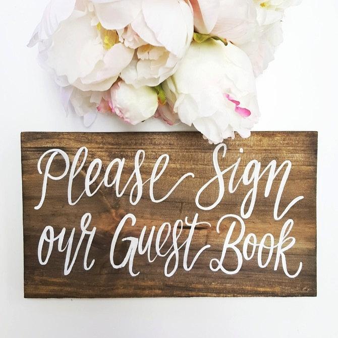 Wedding - Wedding Guest Book Sign, Rustic Wooden Wedding Sign, Sign Our Guestbook, The Paper Walrus