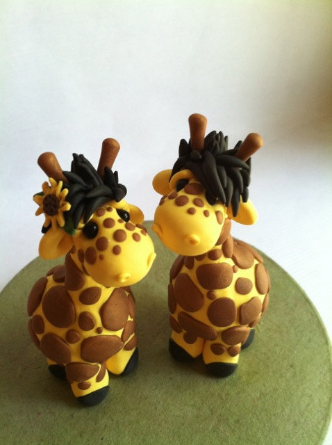 Mariage - Giraffe Wedding Cake Topper handmade