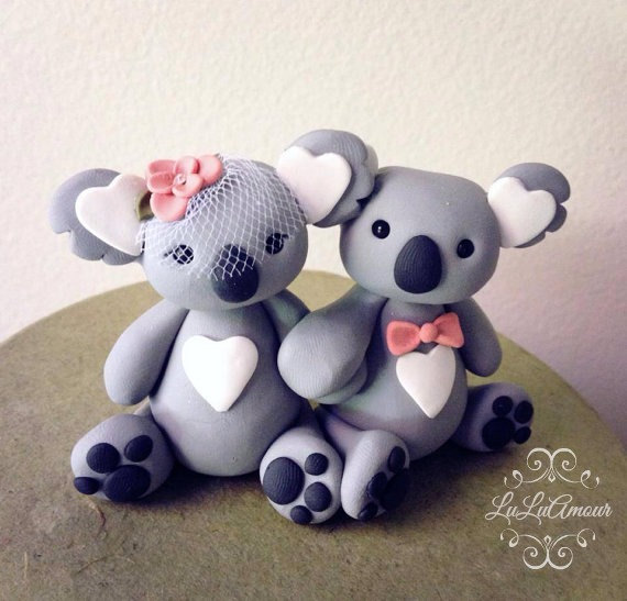 زفاف - koala love Wedding Cake Topper Handmade