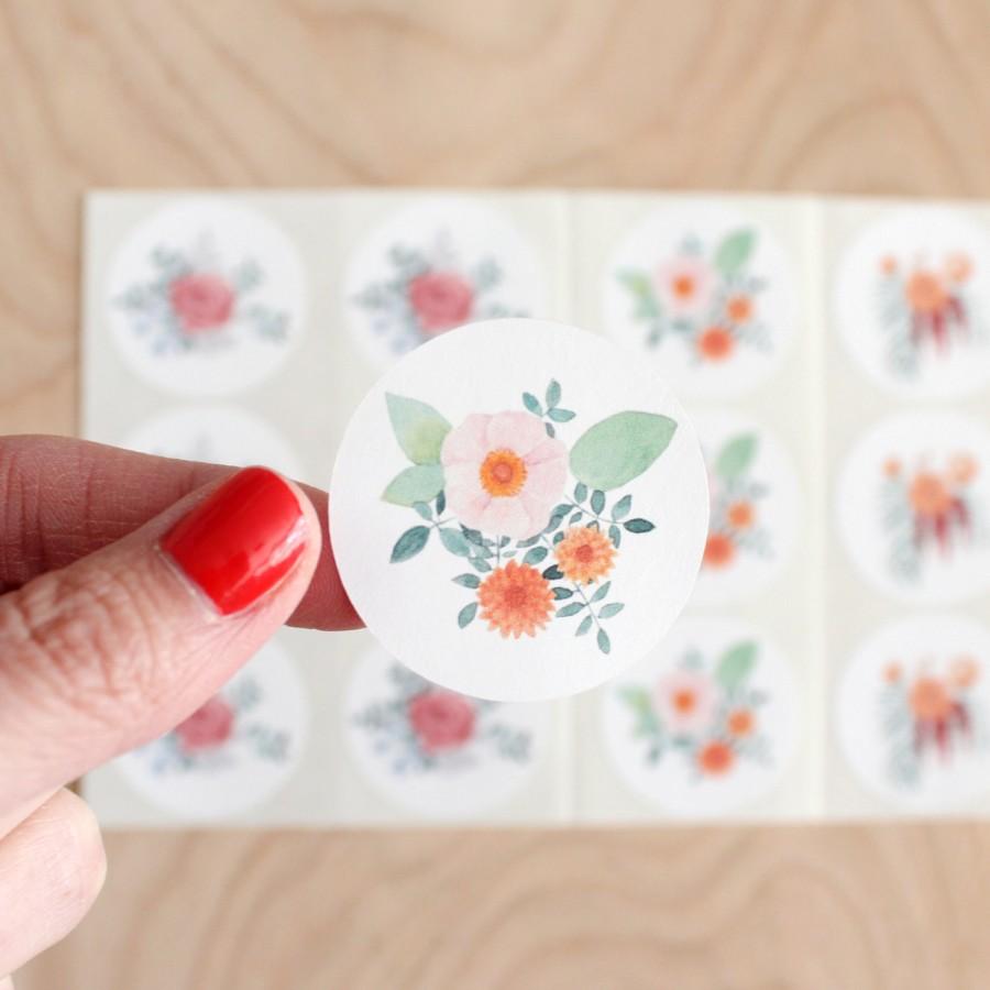 Wedding - poppy floral stickers, wedding stickers, watercolor flowers, watercolor poppies, hand painted florals, lilacs, floral wedding stickers