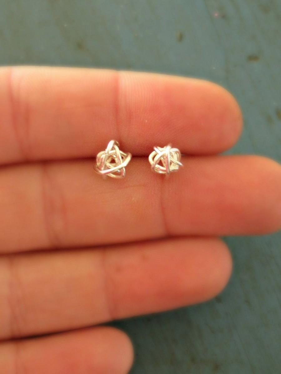 Wedding - Mom Gift Love Knot Earrings Bridesmaid Gift silver stud earrings Tiny Stud Earrings Tie the Knot gifts Mother of the Bride gift