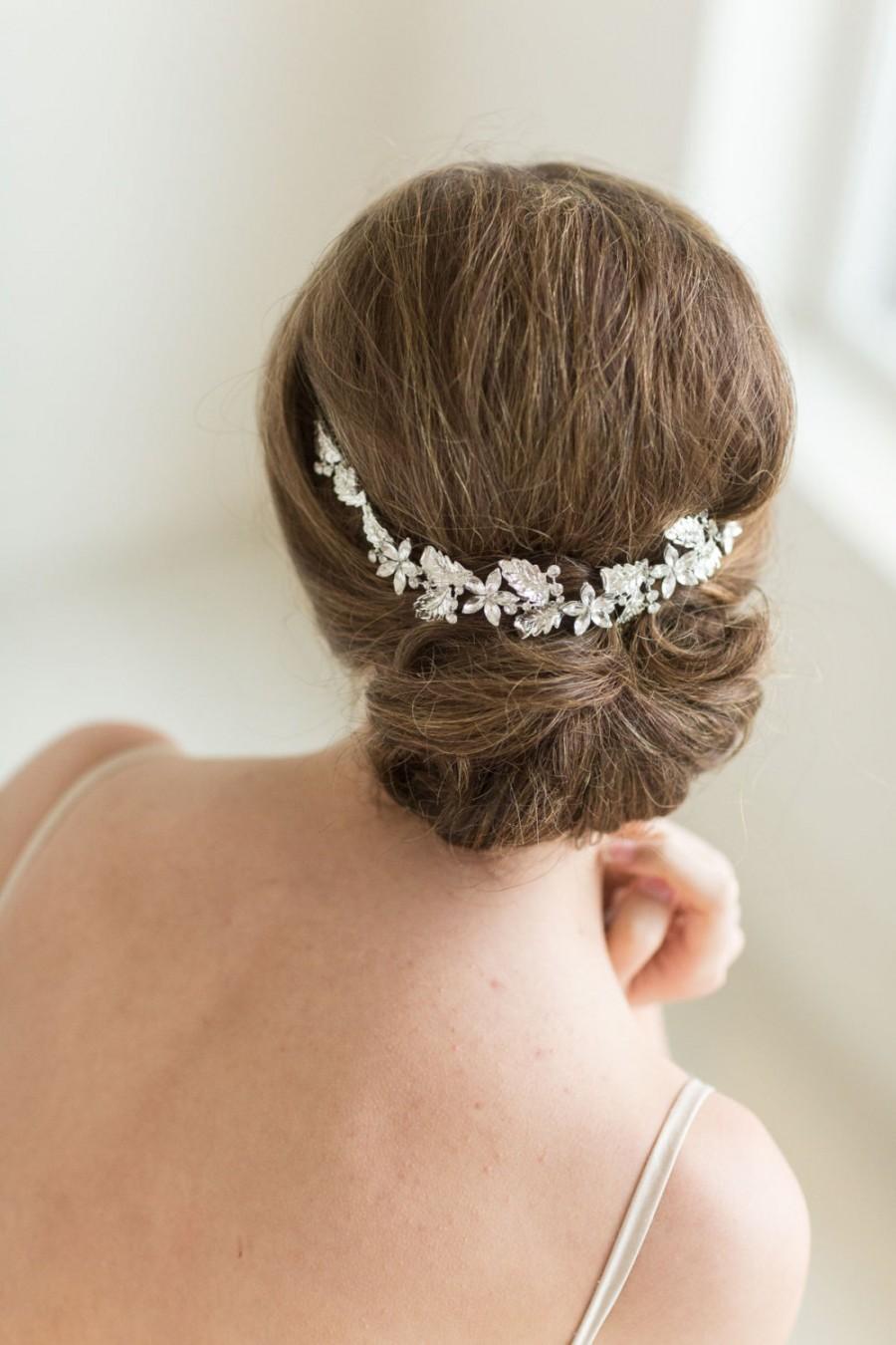 Hochzeit - Crystal Vine Headpiece, Wedding Headband, Bridal Rhinestone Headband, Ribbon Headband