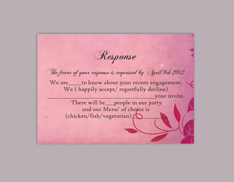 Свадьба - DIY Rustic Wedding RSVP Template Editable Word File Instant Download Rsvp Template Printable Fuchsia RSVP Cards Pink Rsvp Card Leaf Rsvp