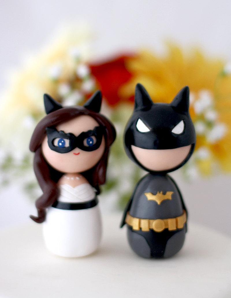 Mariage - Custom Wedding Batman Cat Woman toppers