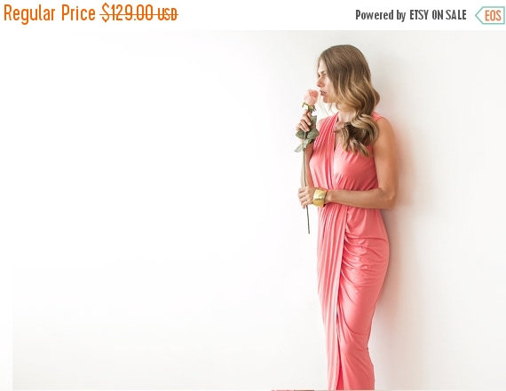 Hochzeit - Oscar SALE Coral wrap gown , Coral tulip dress , Sleeveless maxi formal gown