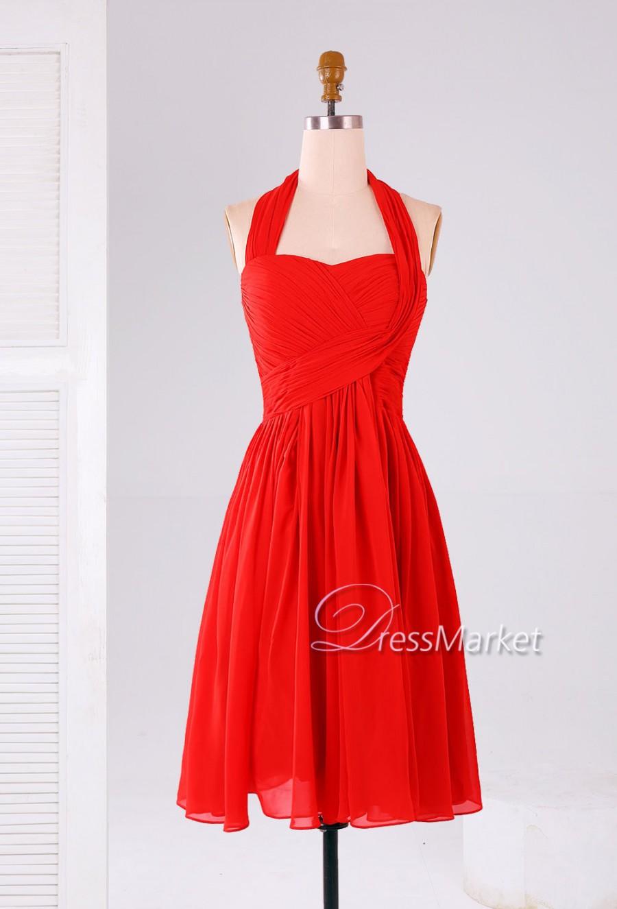 Mariage - Red Sweetheart Short chiffon Bridesmaid dress,Short red chiffon homecoming dress,Short wedding party dress,Short prom dress,DressMarket075
