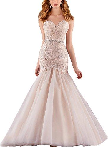 Mariage - Pink Crystal Belt Wedding Dress