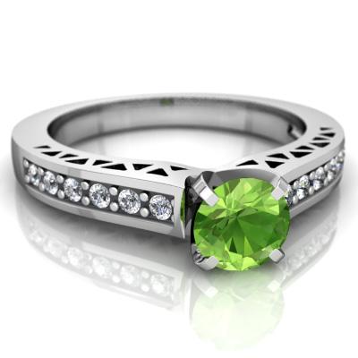 زفاف - Peridot Art Deco Engagement Ring