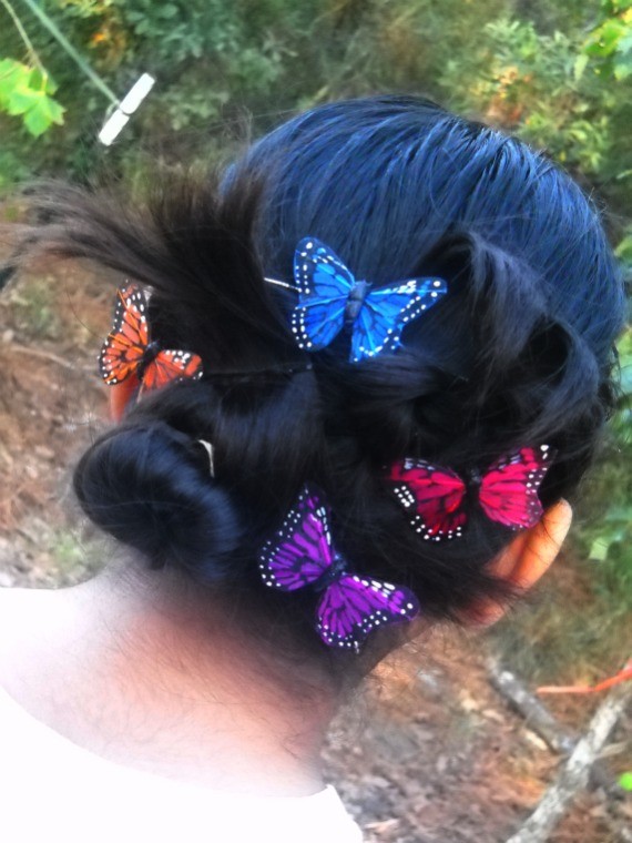 Mariage - MULTICOLOR MONARCH - Set Of 4 Feather Butterfly Bobby Pins or Alligator Clips, Ideal For a Wedding, Summer Party, Bridesmaids Set, Hand Made