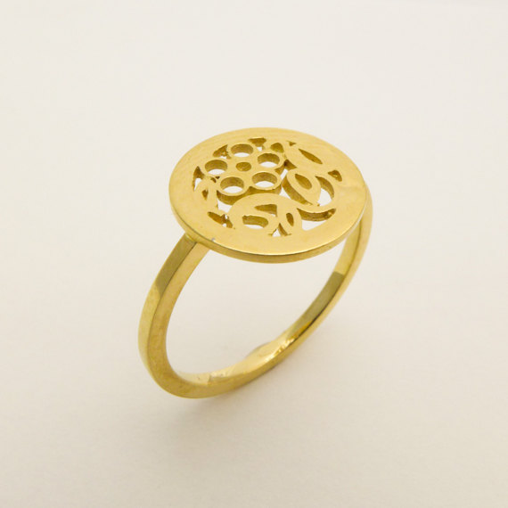 زفاف - 14 karat solid gold ring, Hand made flower gold ring, Unique  wedding ring, Simple gold ring for women, Gold coin ring, Filigree gold ring