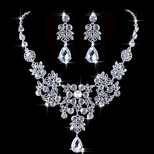 Hochzeit - Crystal Pendant Bridal Jewelry Set