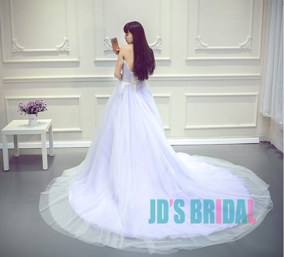 زفاف - JW16191 Top colored lilac purple with white wedding prom dress