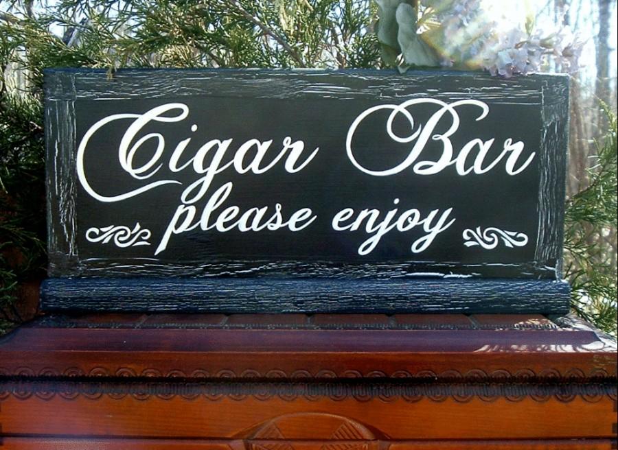 زفاف - Painted Cigar Bar Sign Rustic Wedding Sign Wood Sign Painted Cigar Bar