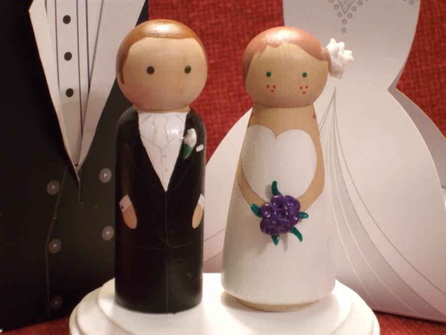 زفاف - Personalized Wood Doll Topper -Wedding Cake Topper - Custom Cake Topper  Fully Customizable---3-D Accents