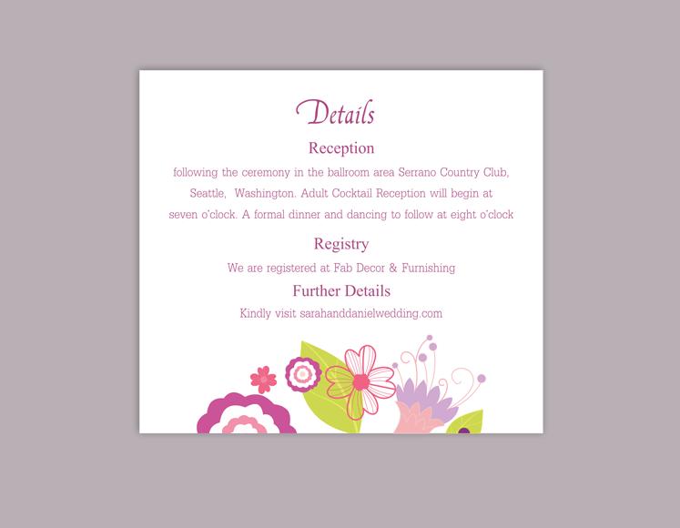Mariage - DIY Wedding Details Card Template Editable Word File Instant Download Printable Details Card Colorful Details Card Floral Information Card