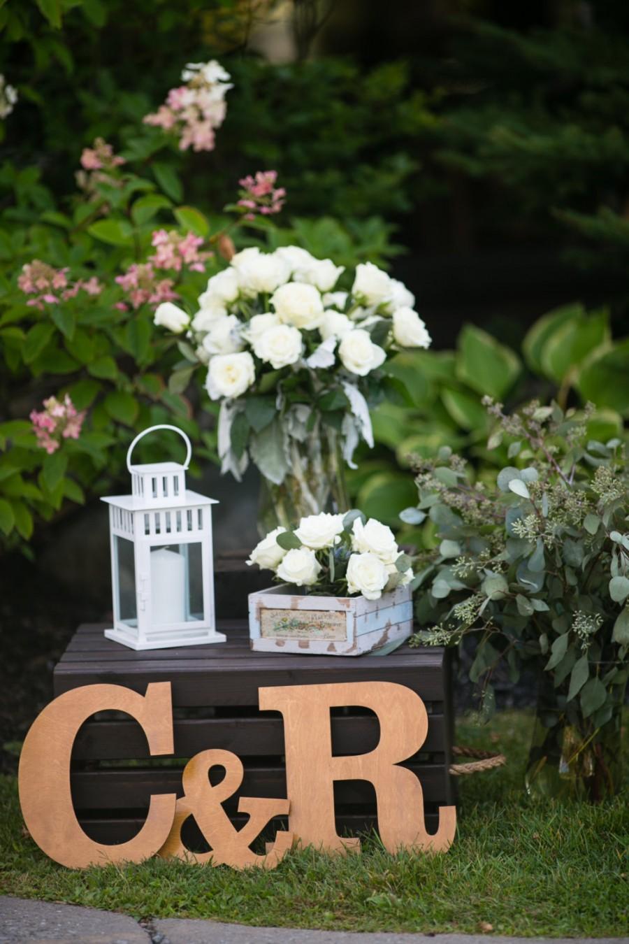 Wedding - Large Wooden initials for Weddings, Large Wooden Letters & Ampersand Sign, Large Unfinished Wooden Letters for Weddings, Large Wood Letters