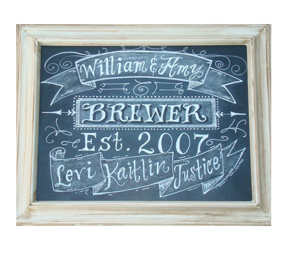 Hochzeit - Chalkboard Art Sign - Personalized chalkboard -Family Name Sign