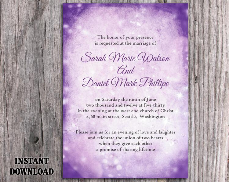 Wedding - DIY Rustic Wedding Invitation Template Editable Word File Download Printable Invitation Purple Wedding Invitation Lavender Invitation