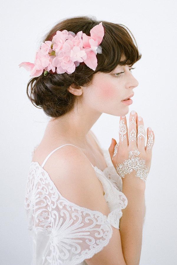 Wedding - Nymph Pink Silk Flowers Headpiece  Bridal  Wedding