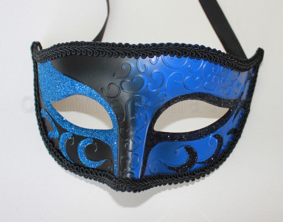 Blue Black Men's Venetian Mask Masquerade Mask Mardi Gras Party Wedding NEW 