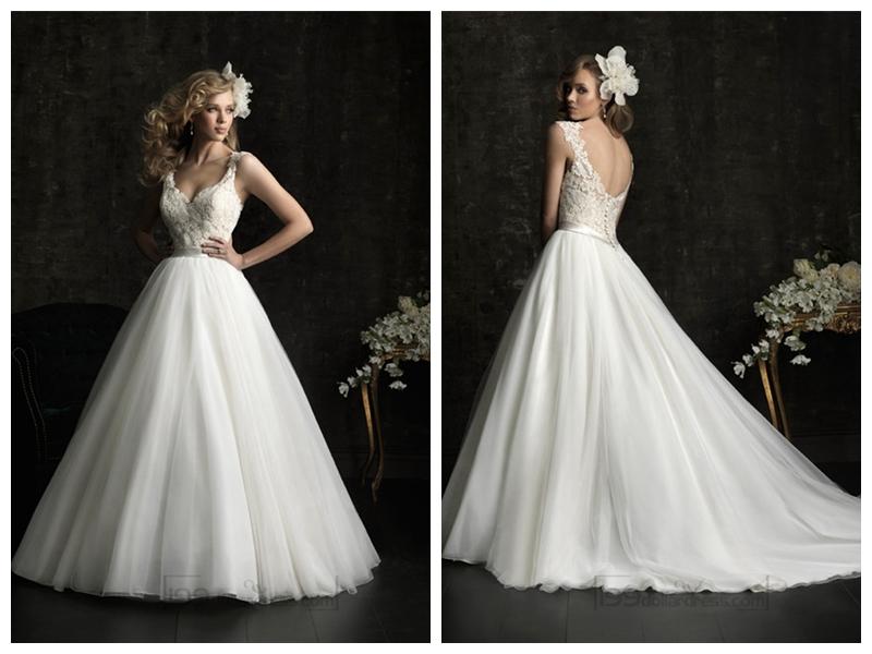 Hochzeit - Elegent Straps Sweetheart Bridal Ball Gown with Scooped Back