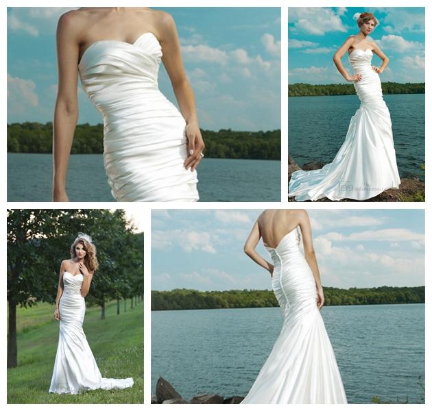 Mariage - Strapless Ruched Sweetheart Wedding Dresses with Pleated Skirt