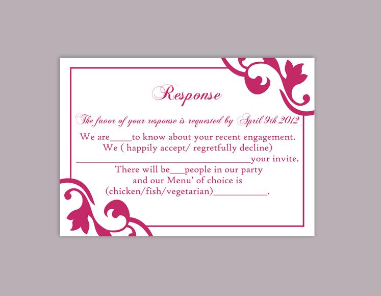 Mariage - DIY Wedding RSVP Template Editable Word File Download Rsvp Template Printable RSVP Cards Fuchsia Hot Pink Rsvp Card Elegant Rsvp Card