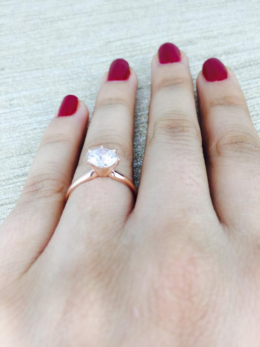 Wedding - 1.50 CT Round Solitaire Engagement Wedding Ring in Solid 14k Rose Gold, Solitaire Engagement Ring, Yellow Gold Ring, Anniversary ring