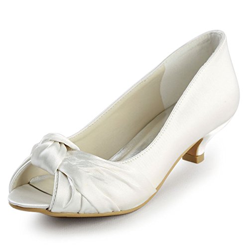 Mariage - Peep Toe Low Heel Knot Wedding Shoes