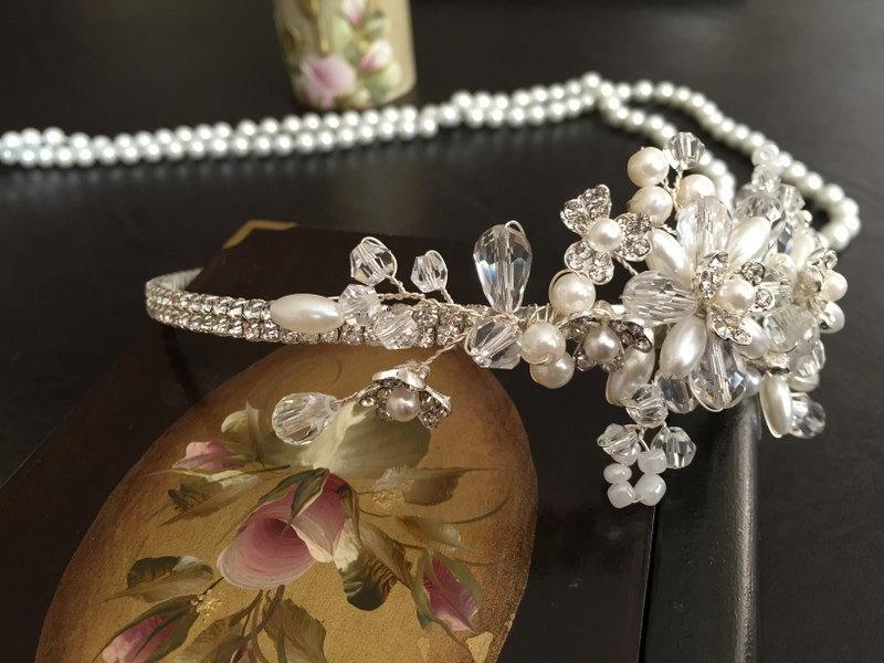 زفاف - Pearl Wedding Headband, Bridal Hair Accessories, Wedding Headpiece, Tiara