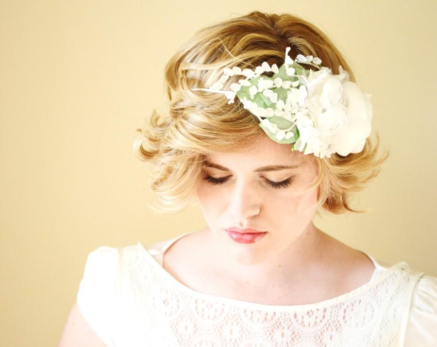 Свадьба - White Flower Crown, Mint Flower Crown, Wedding Hair Accessories, Flower Headband, Bridal Crown, Bridal hair wreath, Boho bridal headpiece