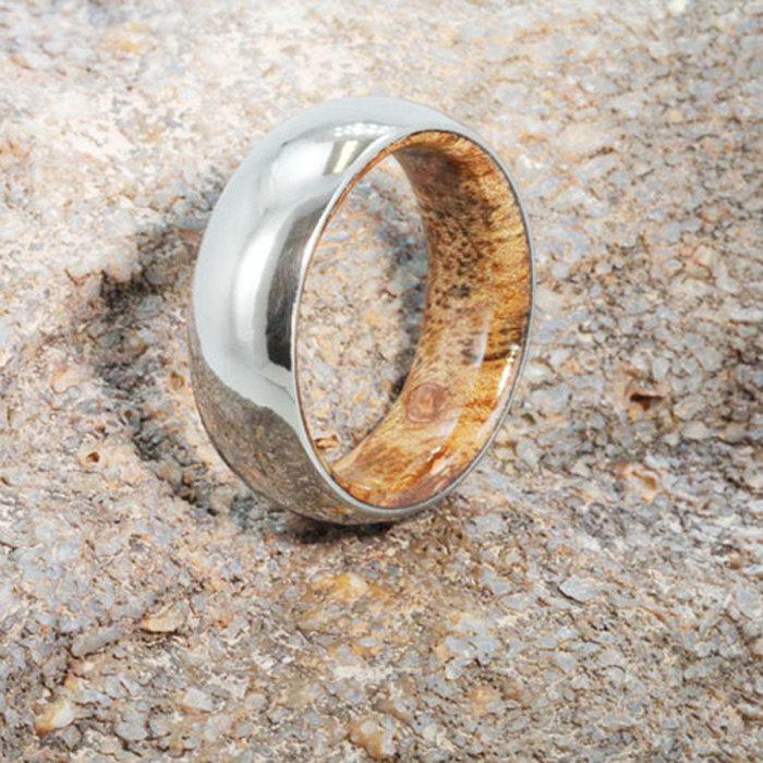 Mariage - Titanium Ring with Black Ash Sleeve - Available in Stainless Steel, Ring Armor Included