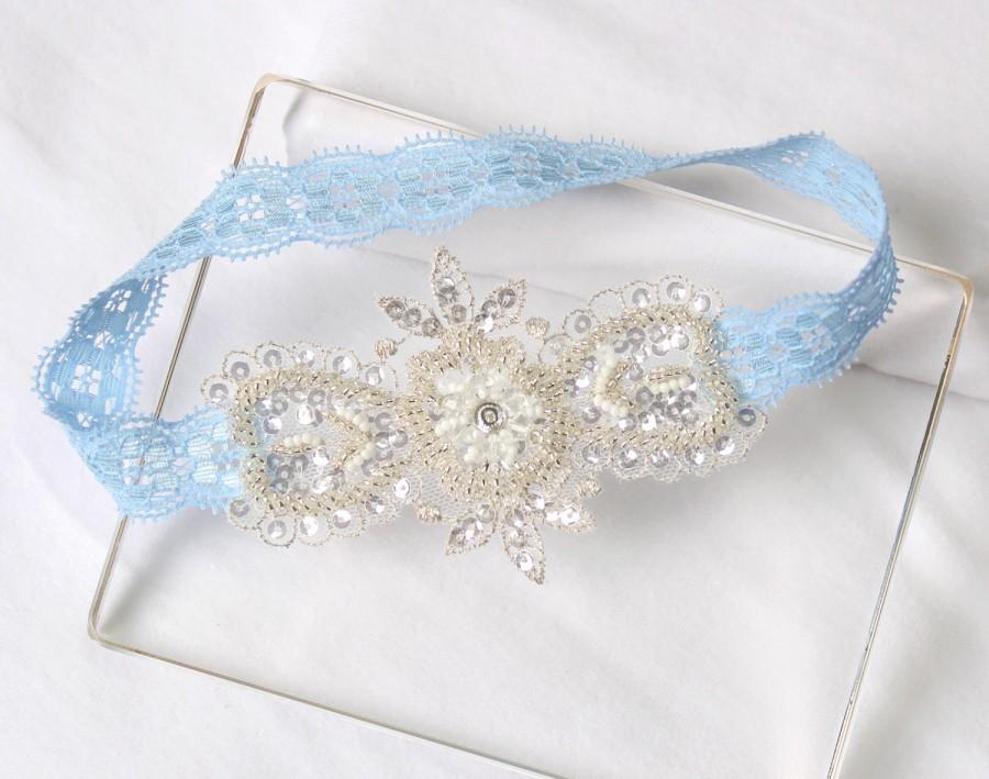 Wedding - Blue lace garter, wedding garter, Lace Garter Wedding, Keepsake garter, Single garter, Something blue wedding garter