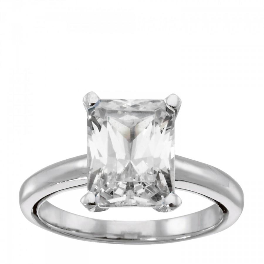 زفاف - Radiant Cut Solitaire Wedding Engagement Anniversary Ring 2.62 Carat Radiant Russian Ice Clear White Diamond CZ Solid 925 Sterling Silver