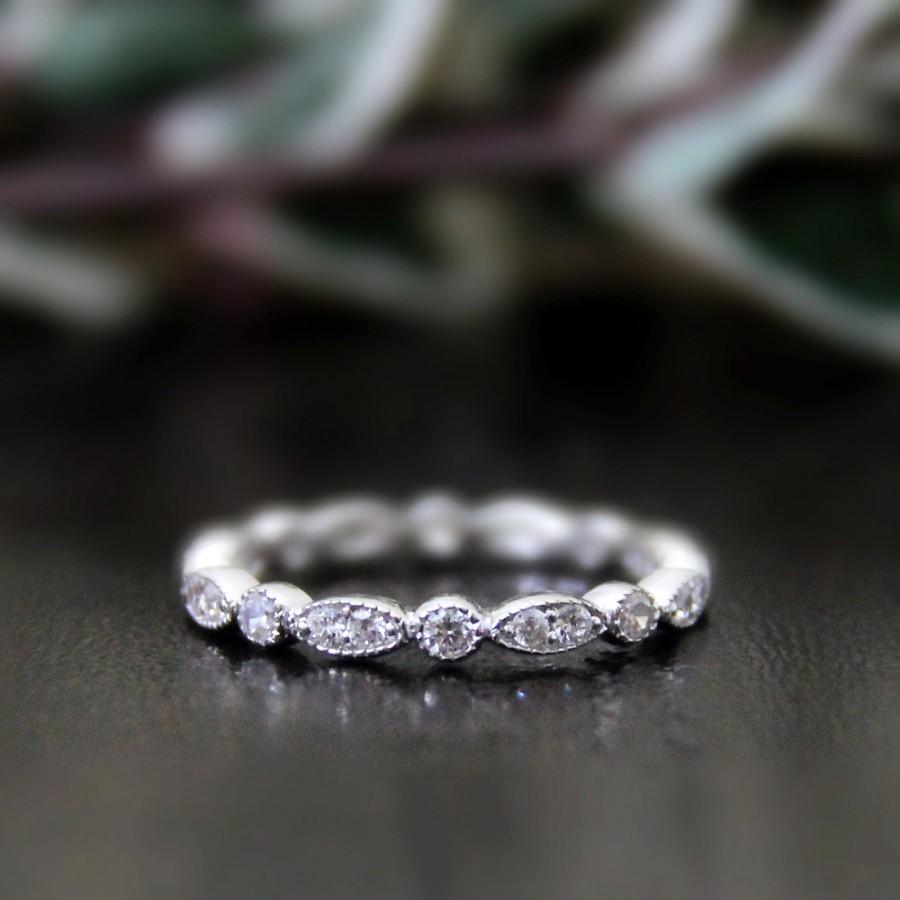 زفاف - 0.64 ct.tw Lovely Eternity Band Ring-Brilliant Cut Diamond Simulants-Bridal Ring-Wedding Ring-Promise-Stackable-925 Sterling Silver-R52716