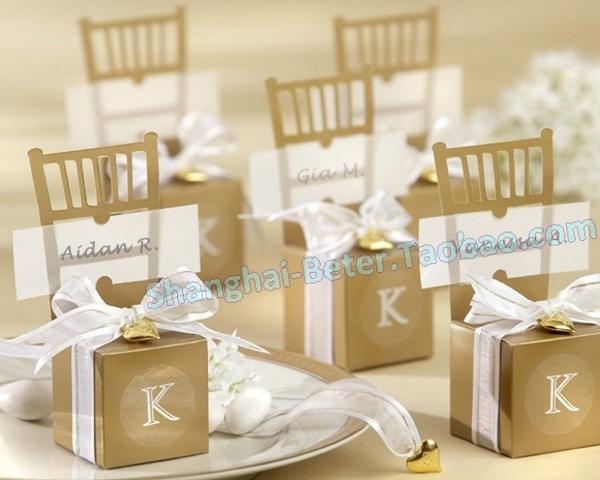 Hochzeit - 12pcs金色椅子喜糖盒子 席位卡爆款结婚桌卡时尚婚庆用品TH041