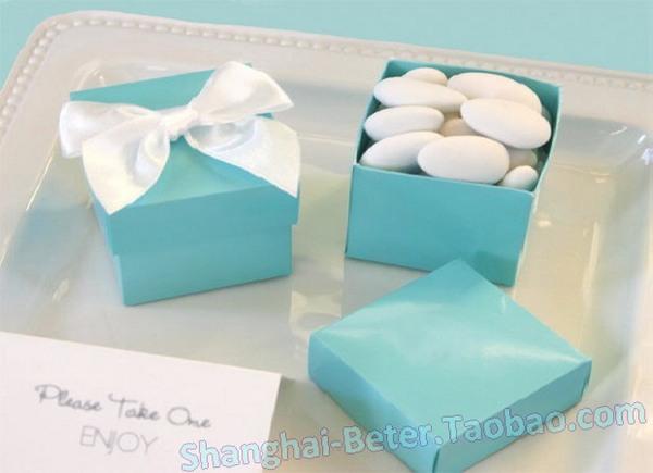 Wedding - 12pcs双满生Tiffany生日庆生蒂凡尼喜糖盒TH040结婚糖盒袋 包装纸