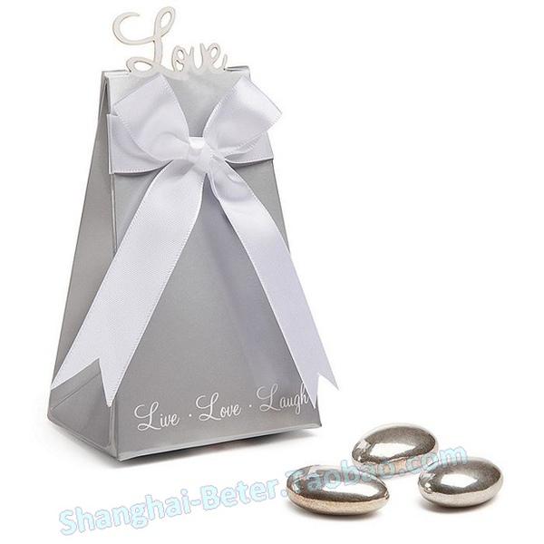 Mariage - 12pcs银色LOVE婚礼糖果盒TH020创意DIY喜糖袋子 银色情人节包装