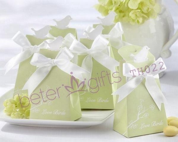 زفاف - 12pcs橄榄绿爱情鸟婚庆bride婚庆糖果盒TH022创意DIY婚礼小物布置