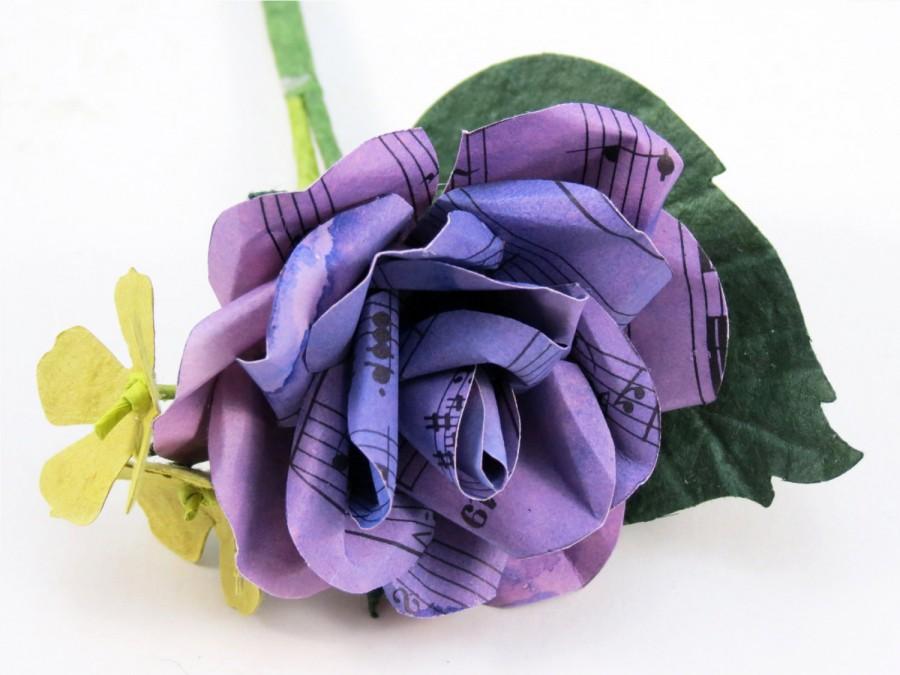 زفاف - Purple Music Sheet Rose - Grooms Buttonhole - Boutonniere